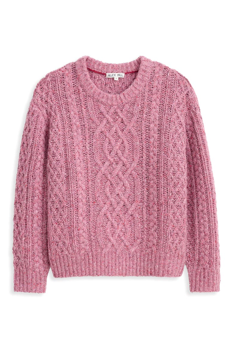Madelyn Cable Knit Wool Blend Donegal Sweater, Alternate, color, BERRY