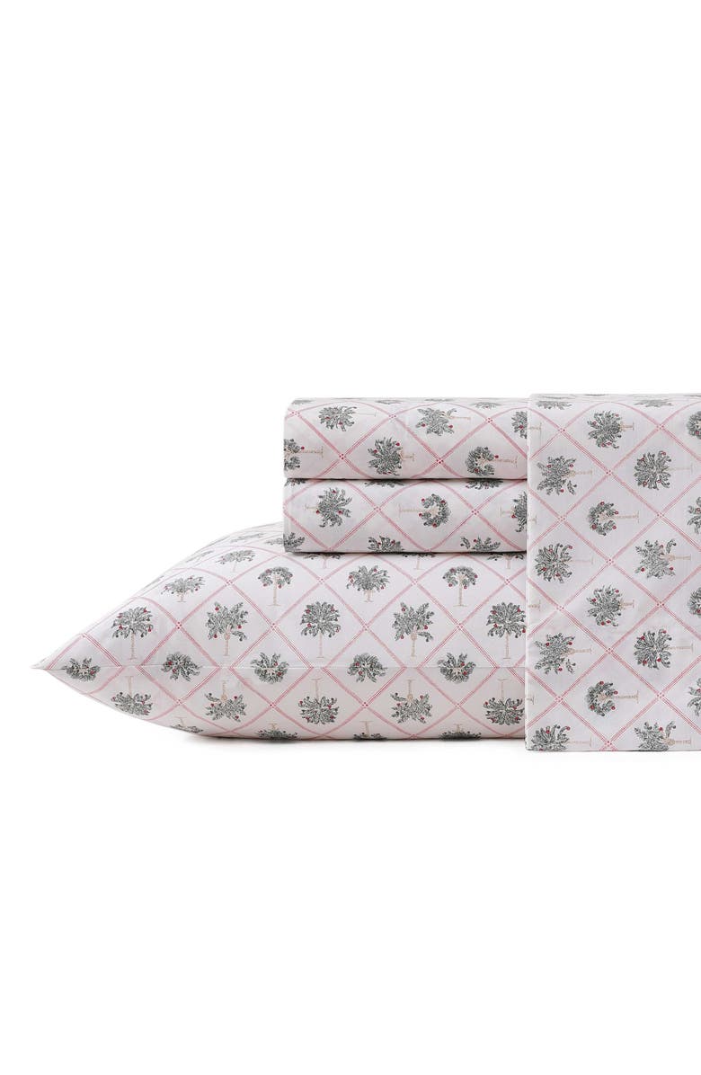 Tommy Bahama Palm Tree Trellis 200 Thread Count Cotton Percale Sheet Set, Main, color, White