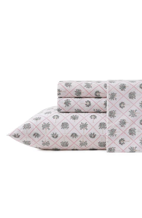 Palm Tree Trellis 200 Thread Count Cotton Percale Sheet Set