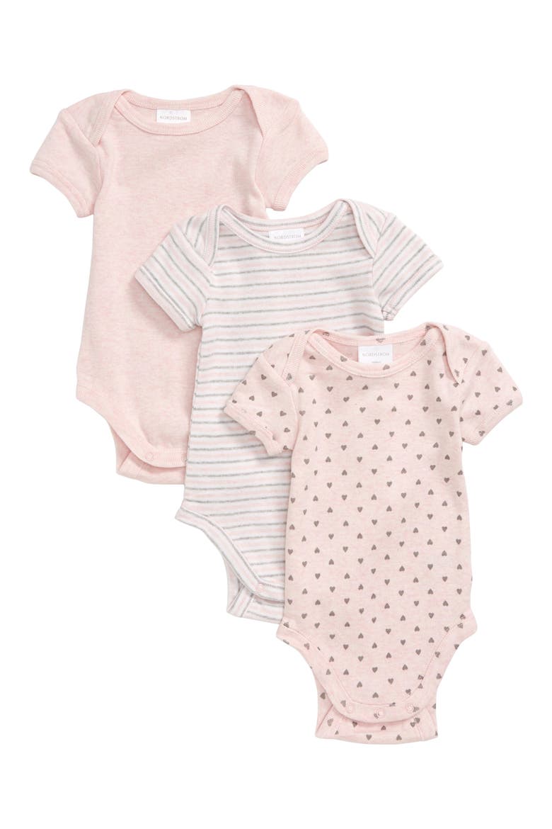 3-Pack Bodysuits, Main, color, PINK BABY MULTI PACK