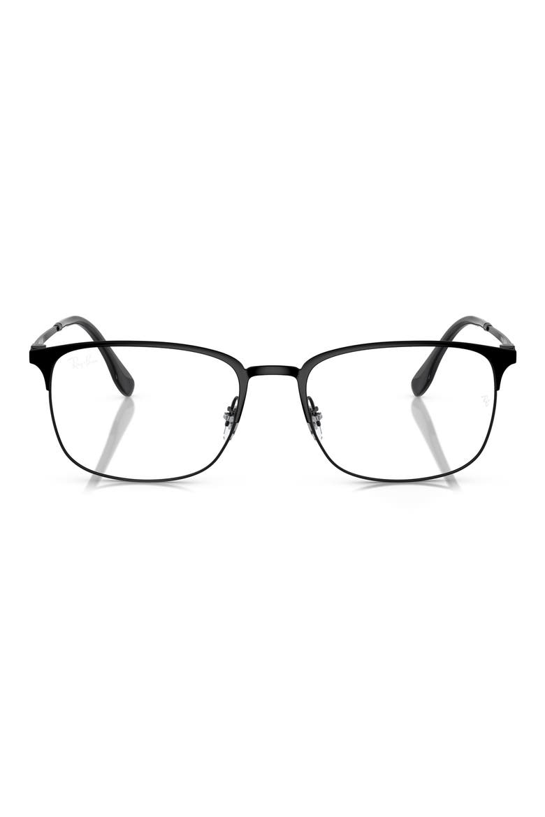 56mm Rectangular Pillow Optical Glasses, Main, color, MATTE BLACK