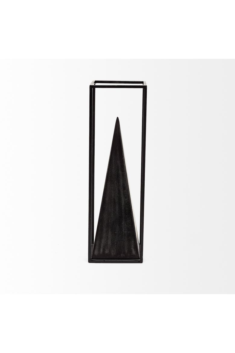 Memphis Metal Pyramid In A Square Frame, Alternate, color, Black