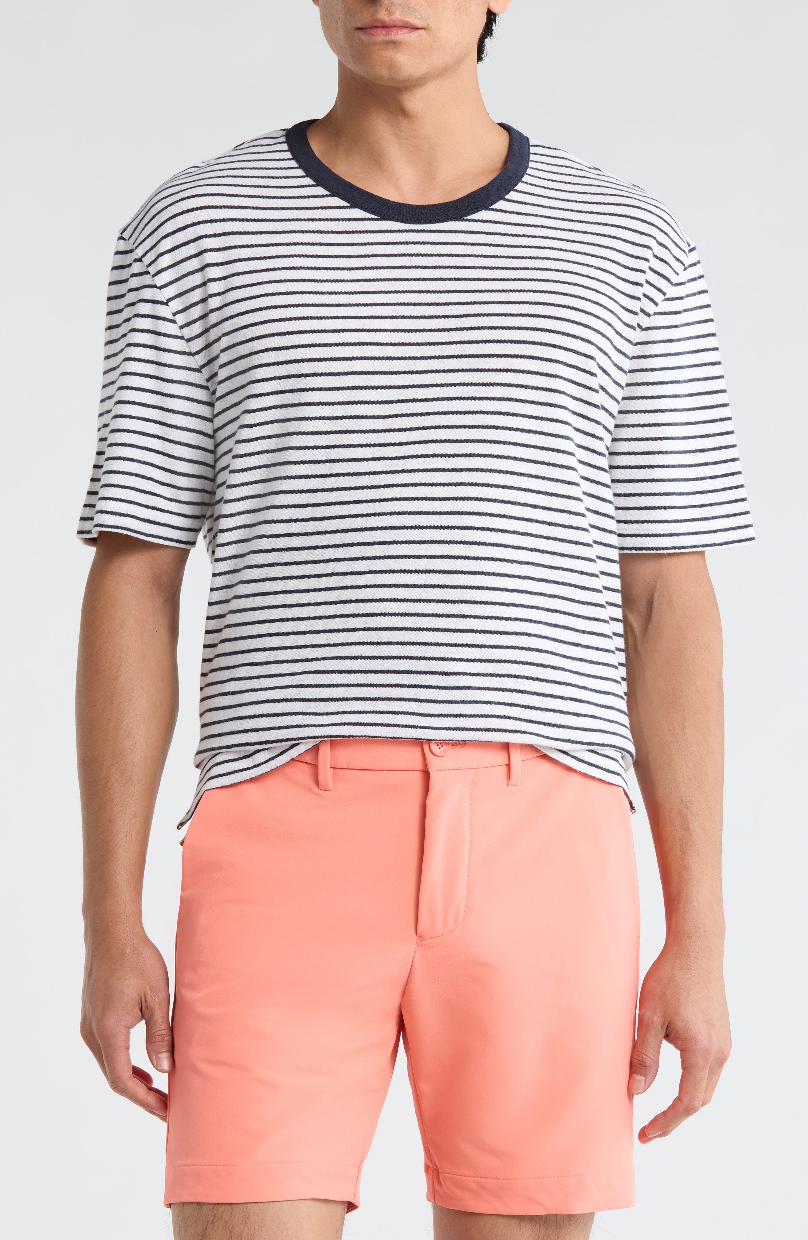 BOSS Taut Stripe Cotton & Linen T-Shirt