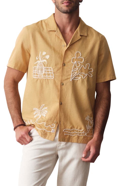Embroidered Cotton & Linen Resort Shirt