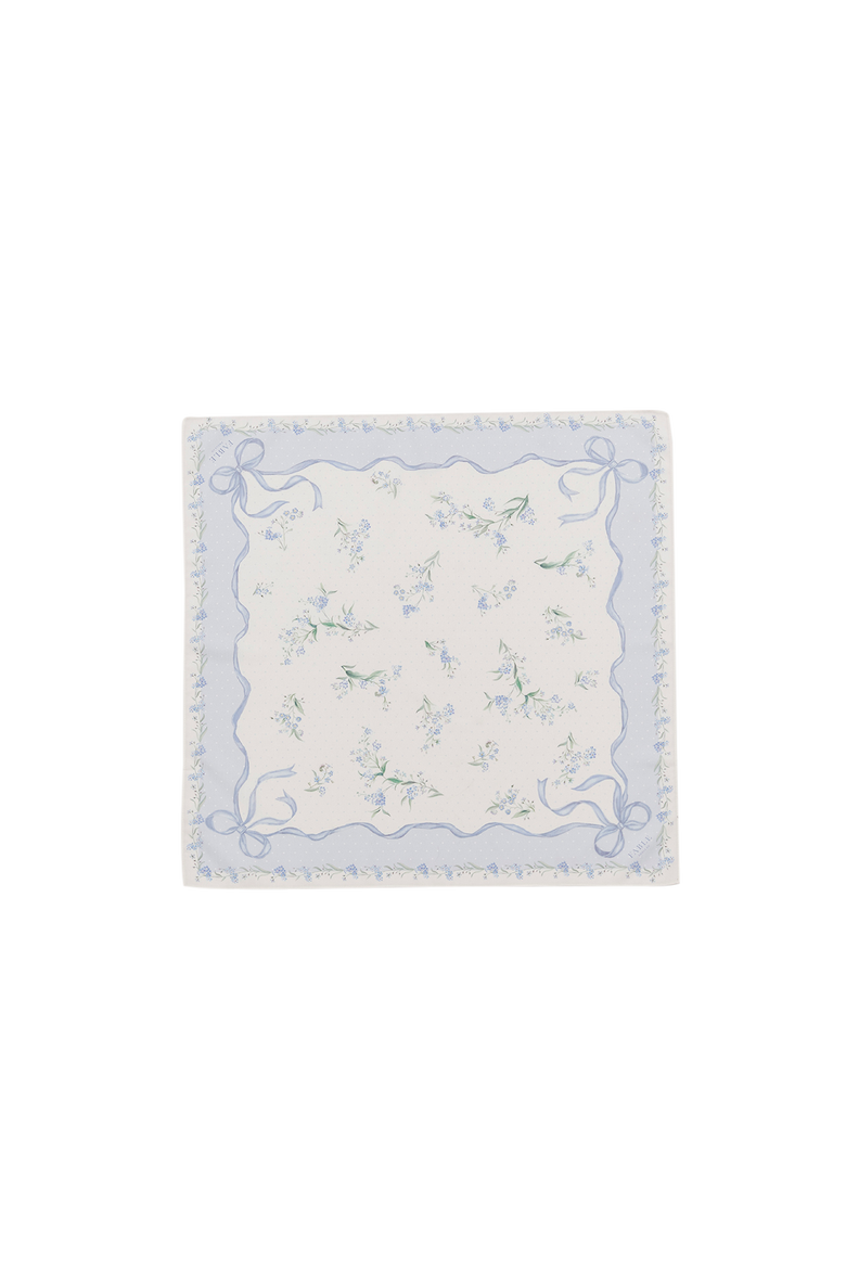 Bow & Floral Square Scarf, Main, color, Light/Pastel Blue