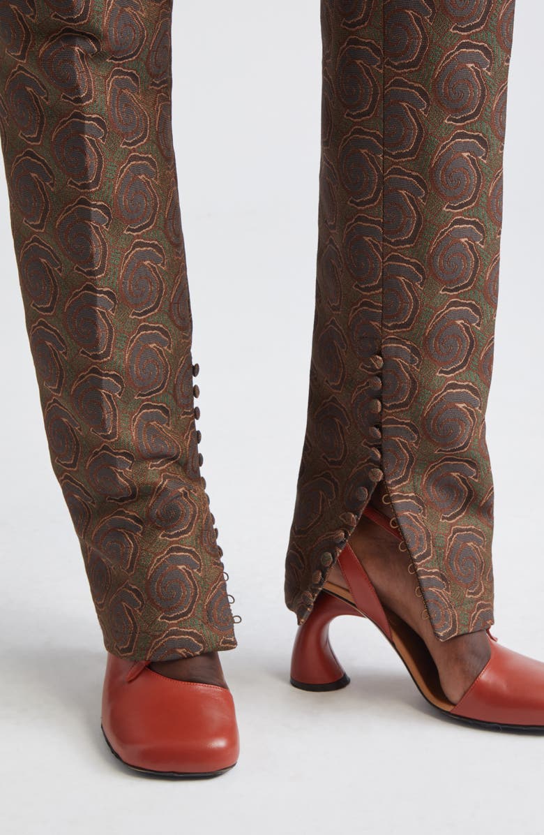 Dries Van Noten Pandoris Abstract Swirl Jacquard Straight Leg Pants, Alternate, color, Bottle