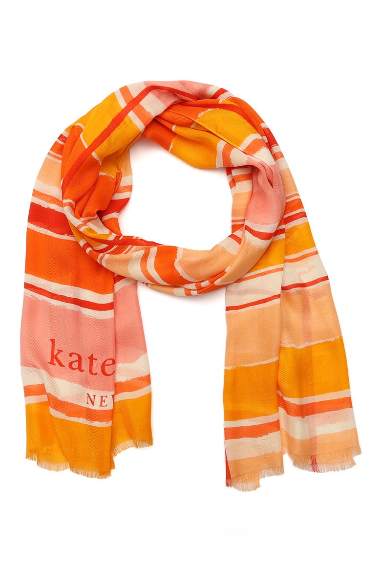 ocean stripe oblong scarf, Main, color, PINK MULTI