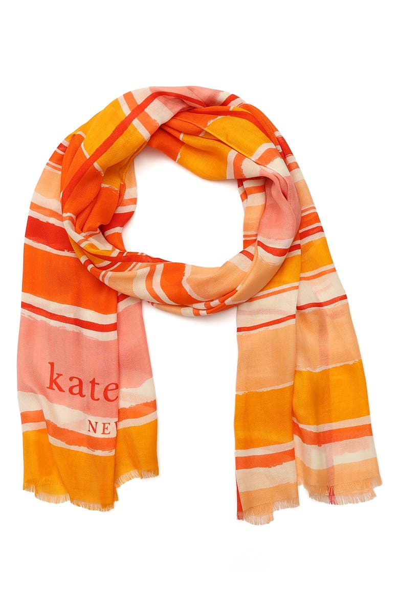Kate Spade New York ocean stripe oblong scarf, Main, color, Pink Multi