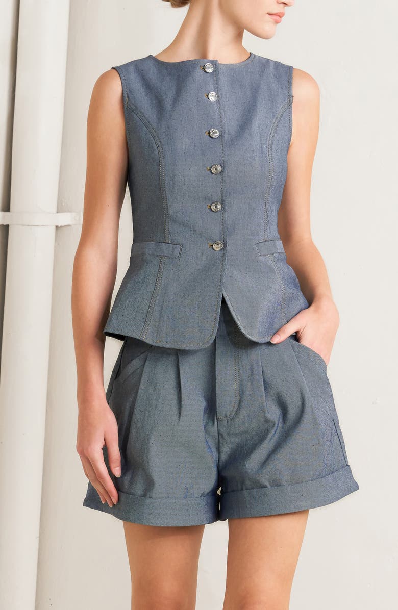 FREEMARKET Solid Vest, Alternate, color, Light Indigo