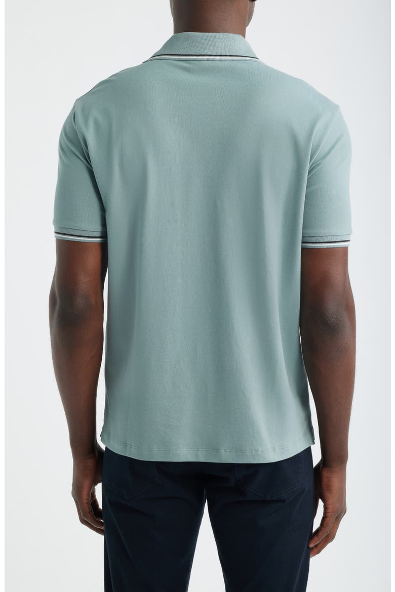 Tipped Cotton Polo Shirt, Alternate, color, TEAL