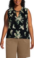 Lands' End Plus Size Linen Blend Notch Neck Swing Tank Top