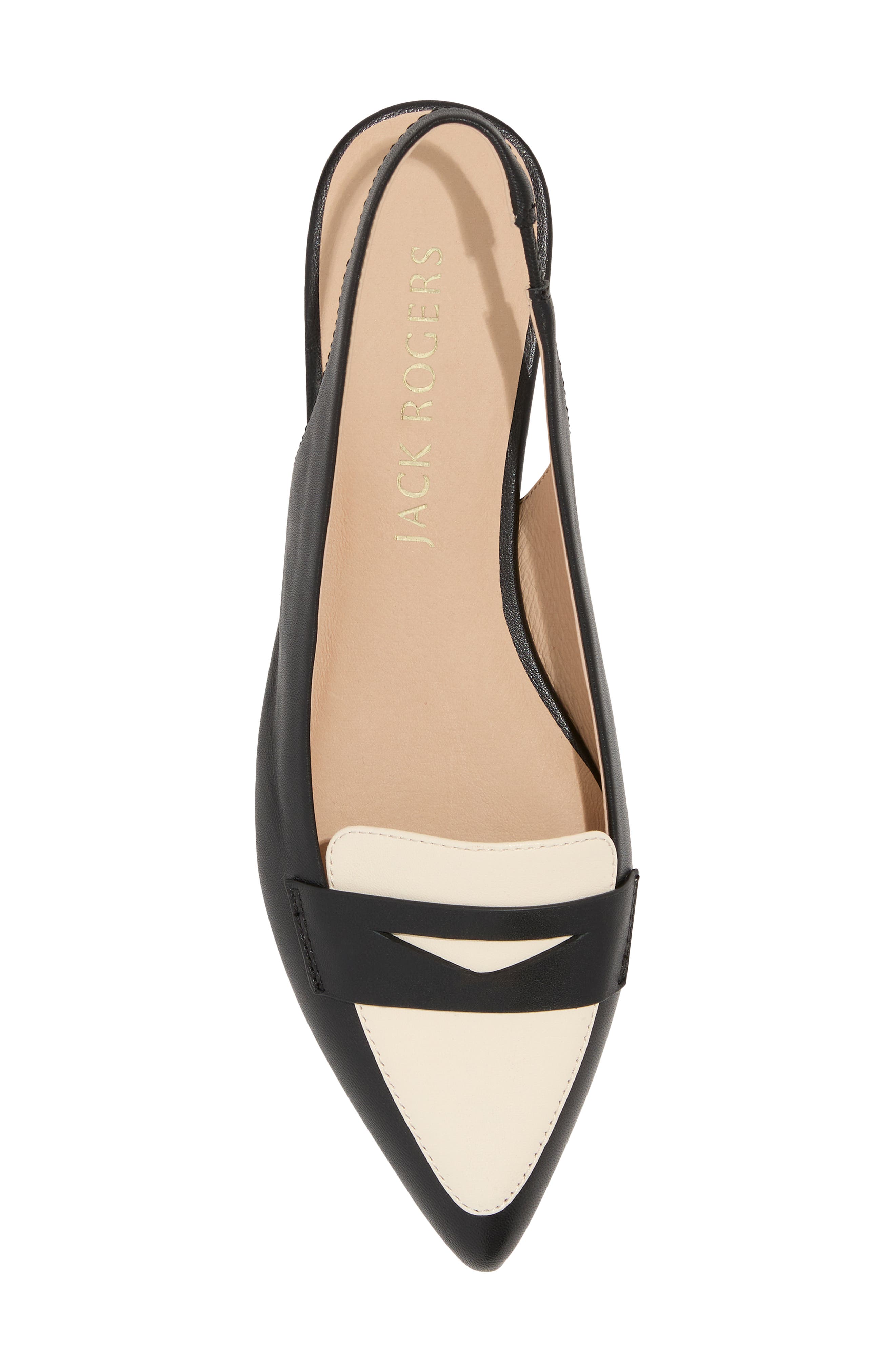 Jack Rogers Pennie Slingback Pointed Toe Flat, Alternate, color, Black/Ivory