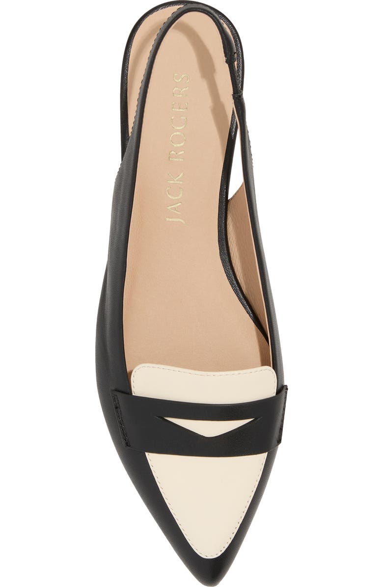 Jack Rogers Pennie Slingback Pointed Toe Flat, Alternate, color, Black/Ivory
