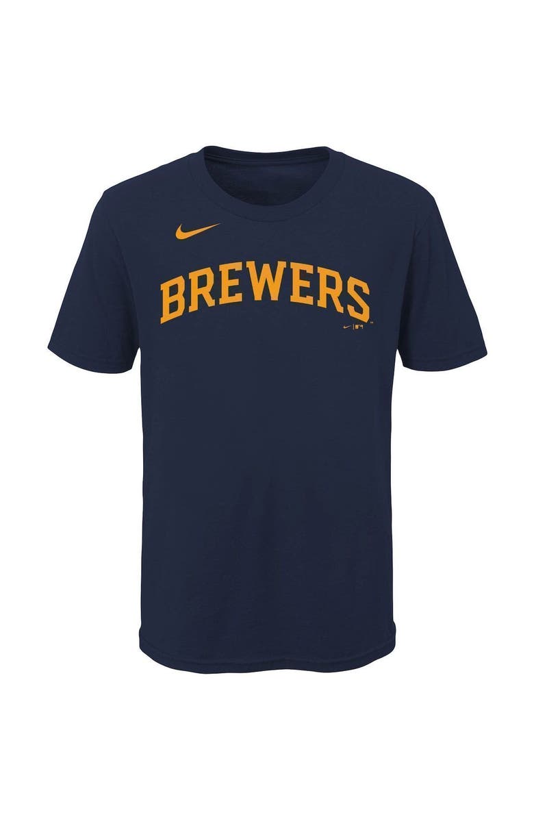 Nike Youth Nike Christian Yelich Navy Milwaukee Brewers Player Name & Number T-Shirt, Alternate, color, 