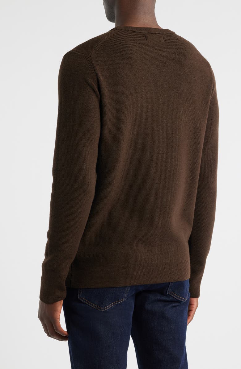MERZ B SCHWANEN Merino Ribbed Crewneck Sweater, Alternate, color, Coffee