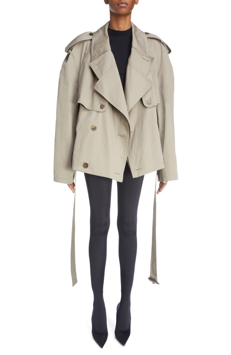 Balenciaga Oversize Crop Trench Coat, Main, color, 