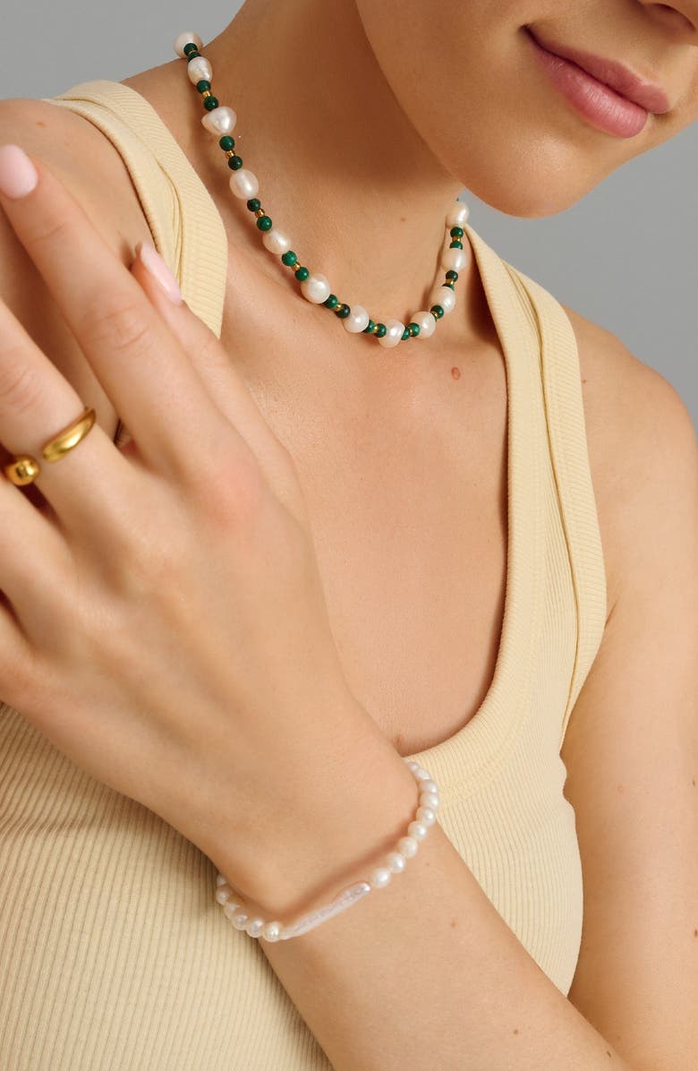 Nialaya Mermaid Pearl Bracelet, Alternate, color, White