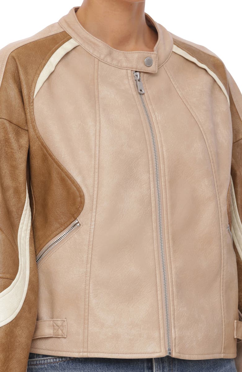 Avec Les Filles Faux Leather Racing Jacket, Alternate, color,