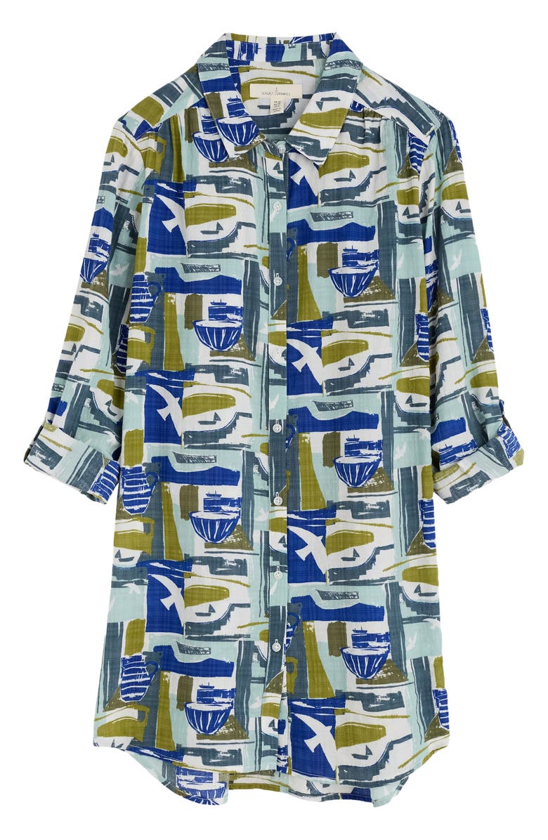 Seasalt Cornwall Wren Abstract Print Cotton Blend Button-Up Shirt, Alternate, color,