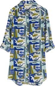 Seasalt Cornwall Wren Abstract Print Cotton Blend Button-Up Shirt