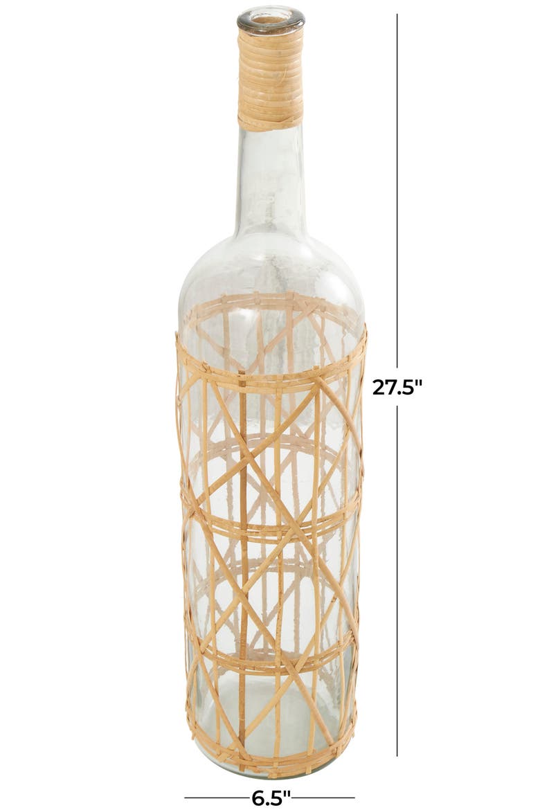 Rattan Wrap Glass Vase, Alternate, color, CLEAR