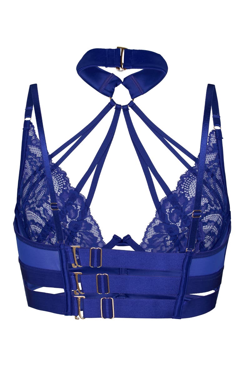 Emmeline Choker Longline Underwire Bra, Alternate, color, CLEMATIS BLUE