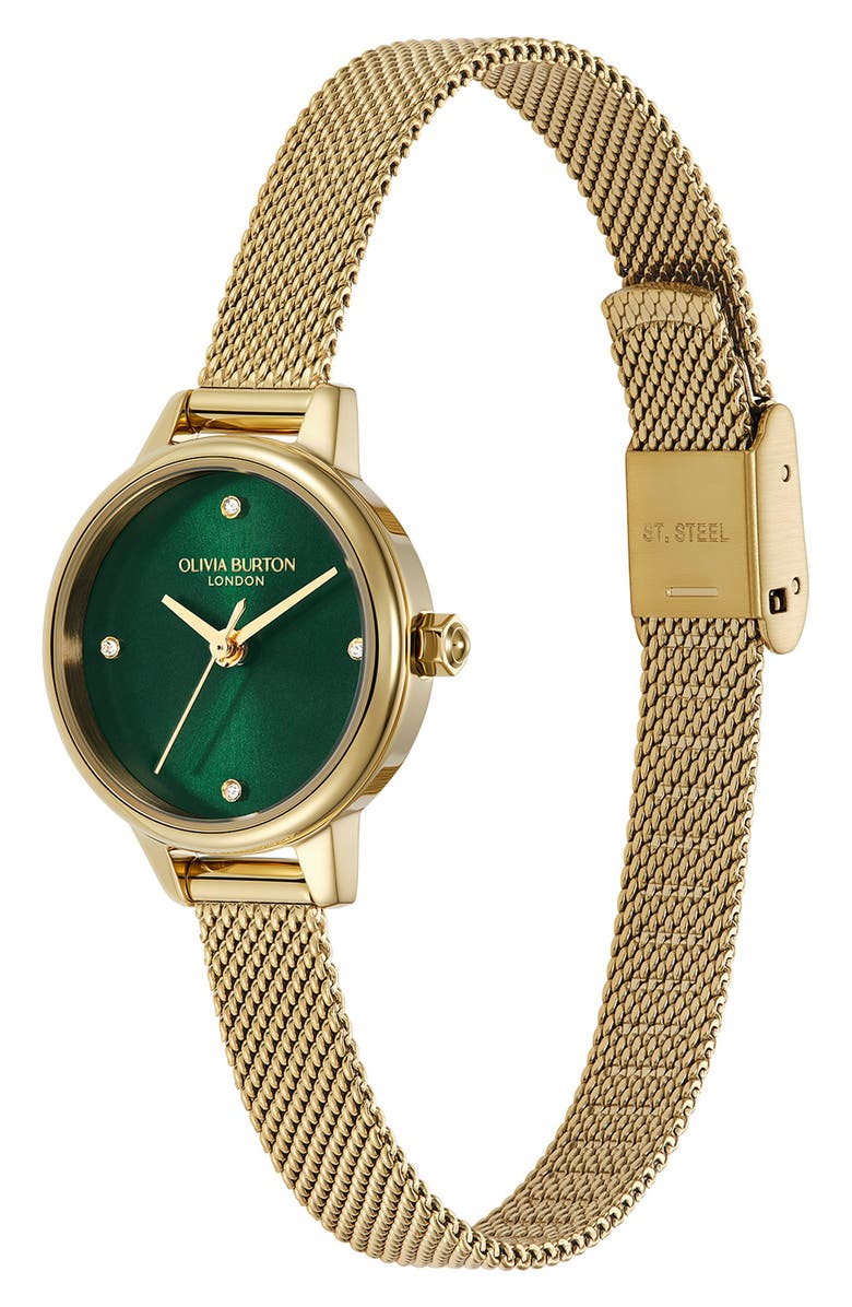 Olivia Burton Mini Classic Mesh Strap Watch, 23mm, Alternate, color, Green