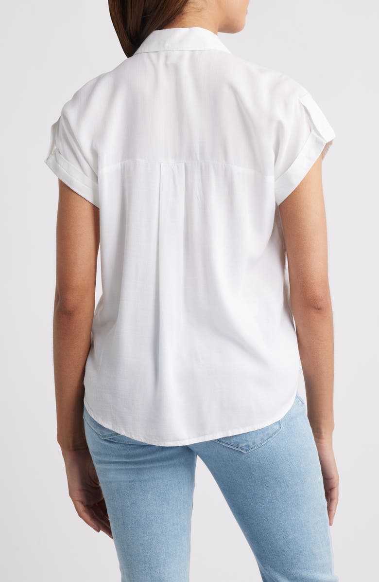 beachlunchlounge Delta Short Sleeve Button-Up Shirt, Alternate, color, White