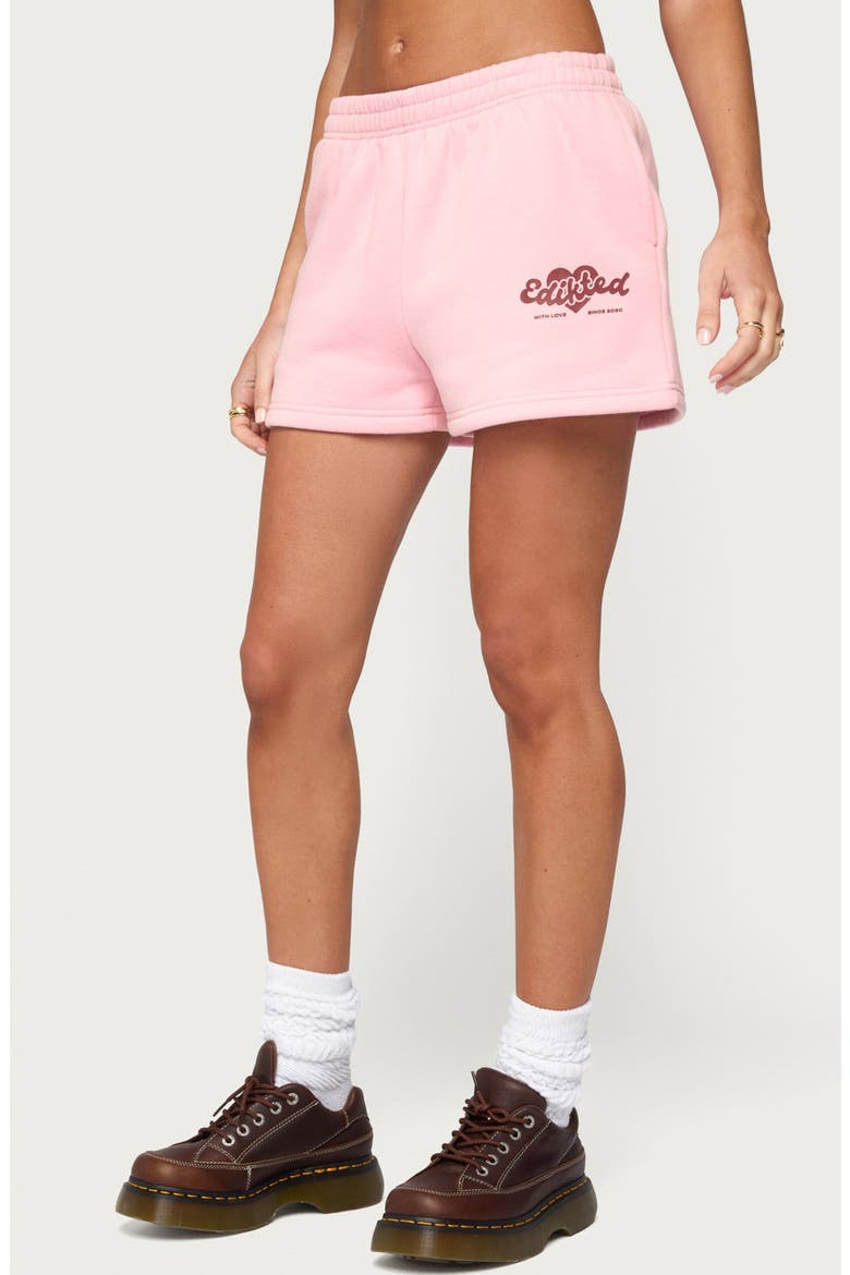 Were Edikted Sweat Shorts, Alternate, color, PINK