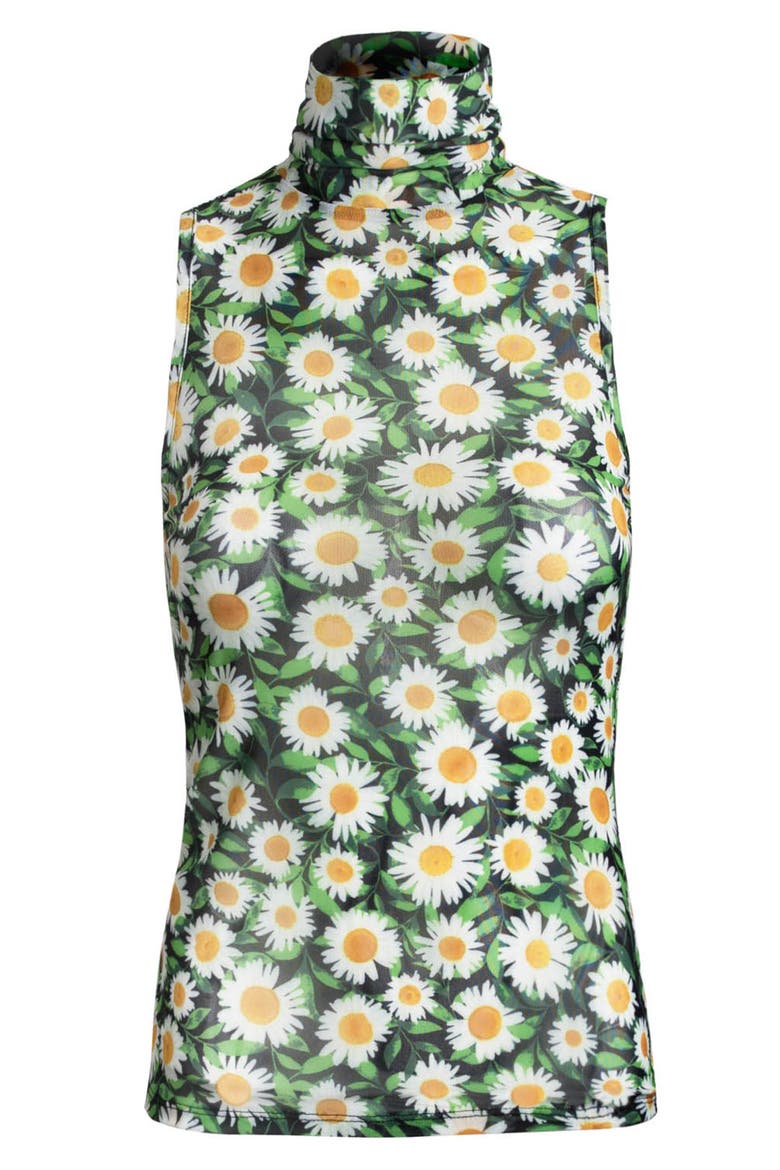 AFRM Holt Sleeveless Turtleneck Mesh Top, Alternate, color, SPRING DAISY
