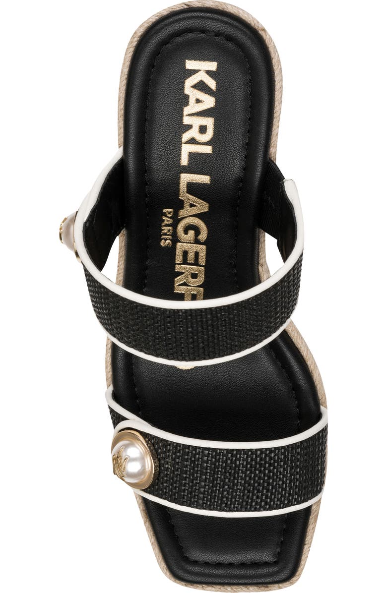 KARL LAGERFELD PARIS Carsen Double Band Espadrille Sandal, Alternate, color, Black/ Cream
