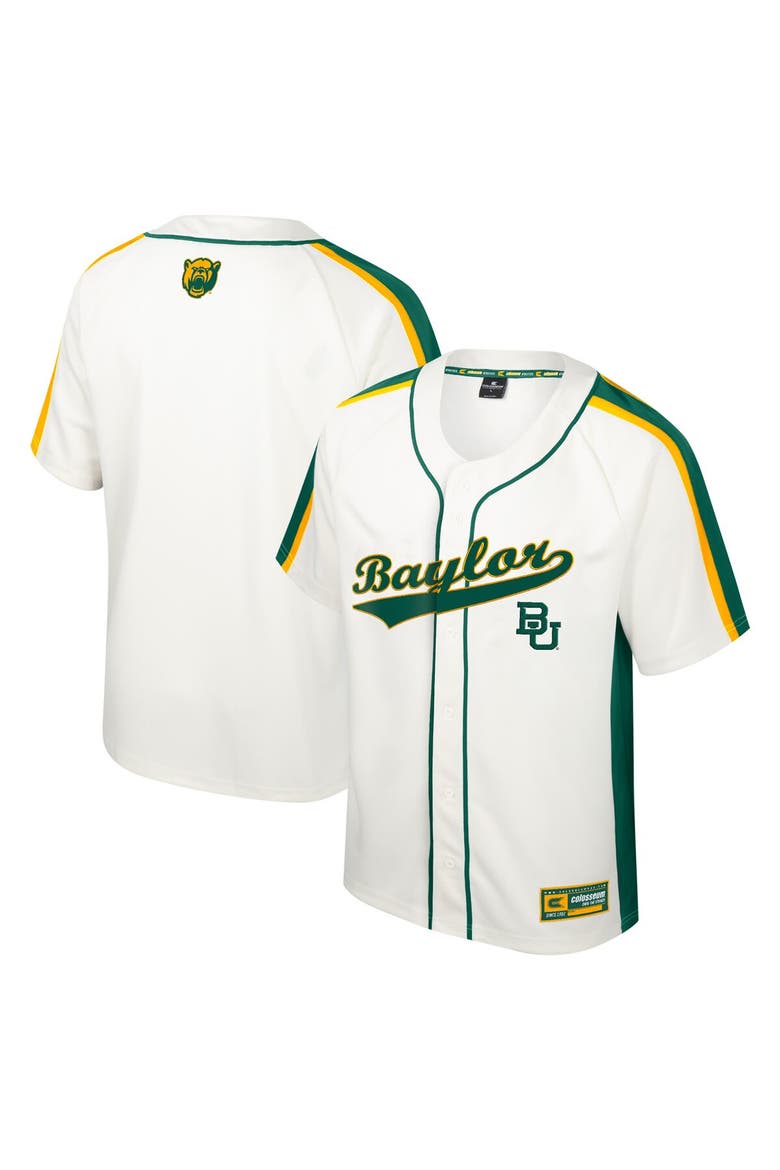Men's Colosseum Cream Baylor Bears Ruth Button-Up Baseball Jersey, Alternate, color, Cream