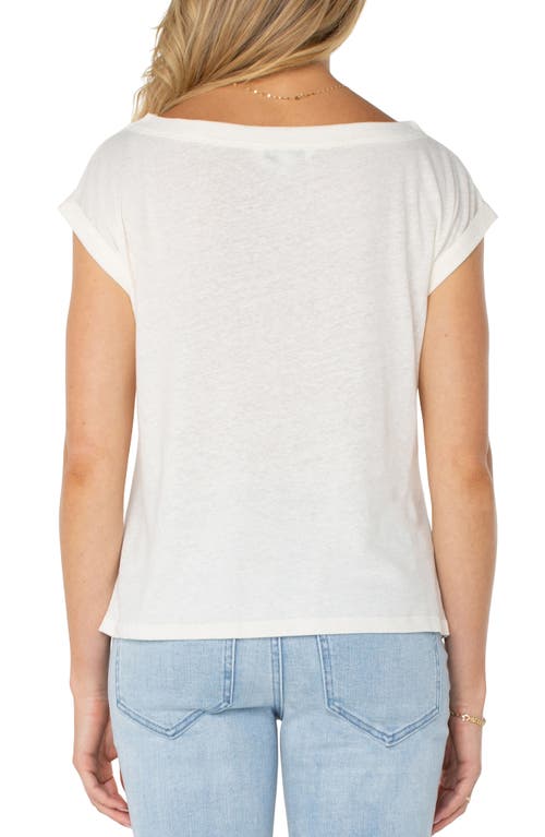 Shop Liverpool Los Angeles Knot Front Linen Blend T-shirt In Whipped Cream