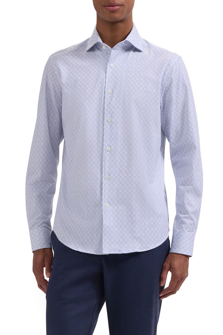 Devon OoohCotton® Geo Print Button-Up Shirt, Main, color, ORCHID