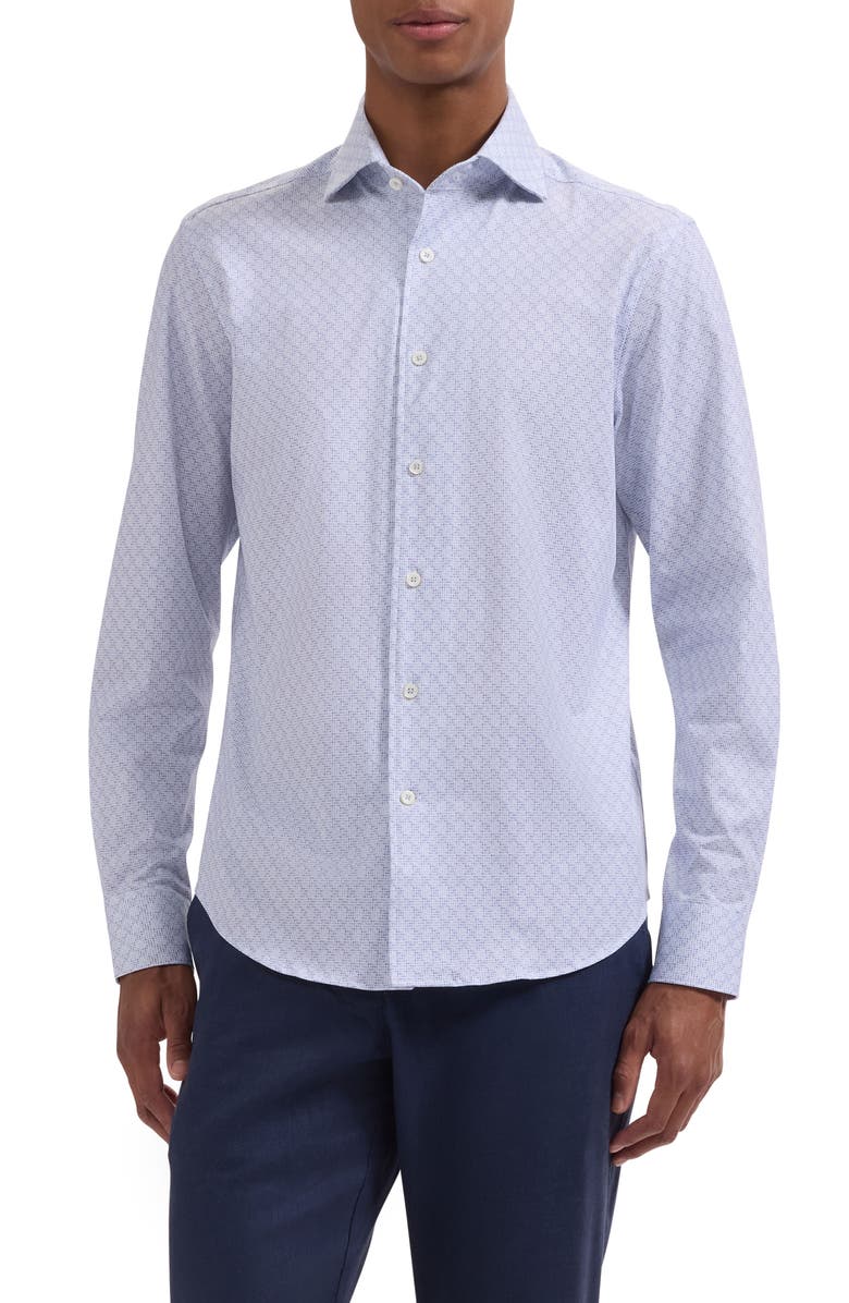 Bugatchi Devon OoohCotton<sup>®</sup> Geo Print Button-Up Shirt, Main, color, Orchid