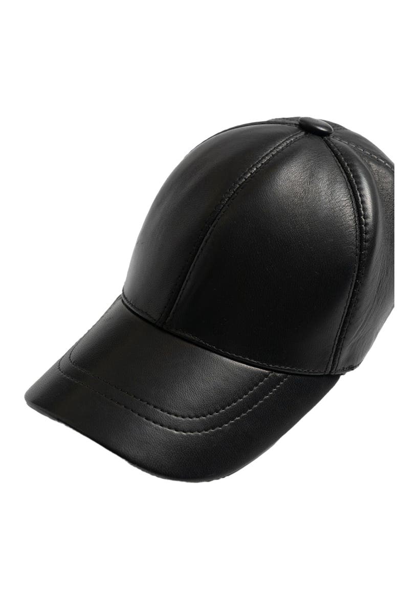 Avalon Leather Baseball Cap, Alternate, color, Black