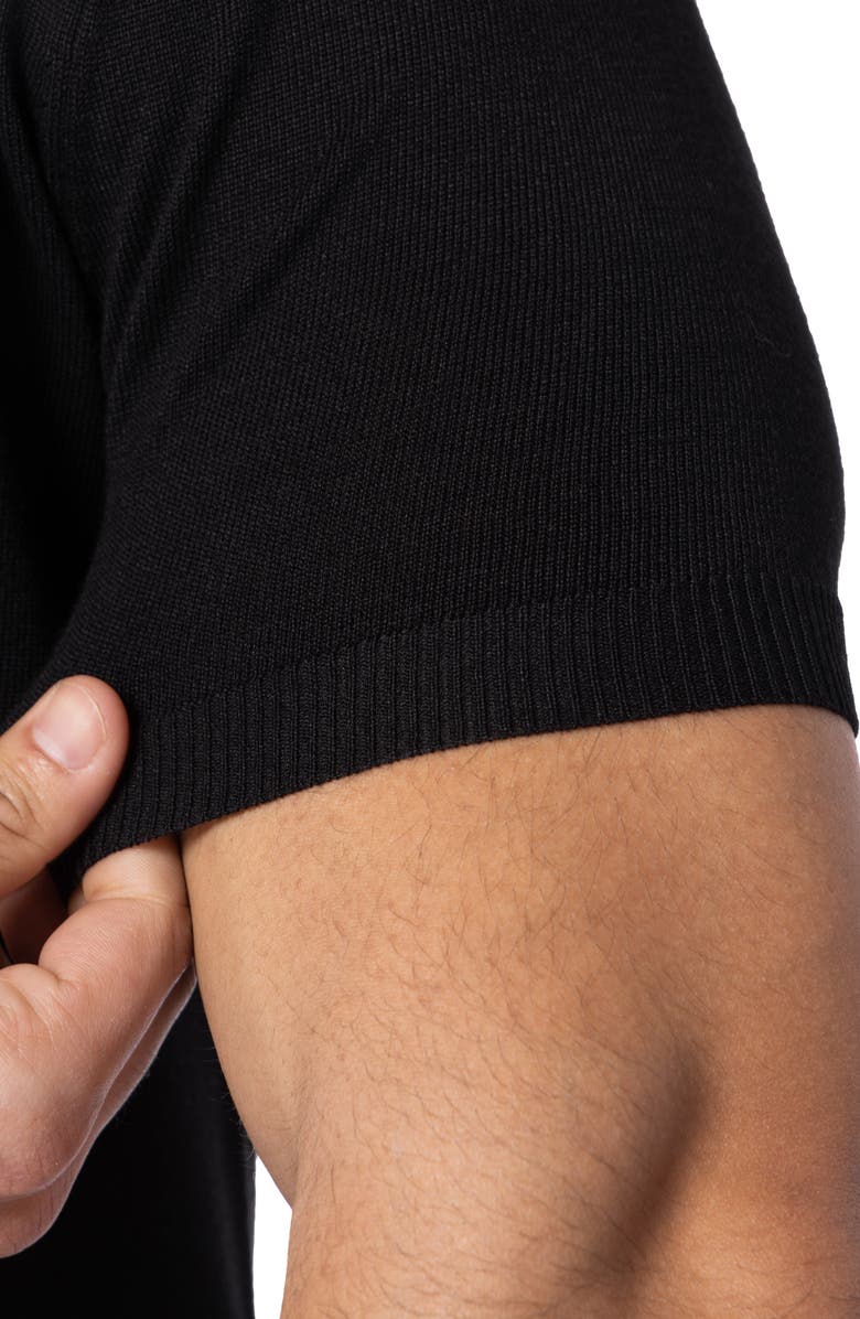 Spring + Mercer Cable Short Sleeve Johnny Collar Sweater, Alternate, color, 