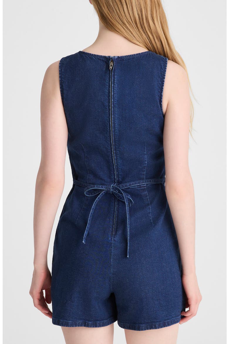 Boat Neck Denim Skort Romper, Alternate, color, NOSTALGIC BLUE