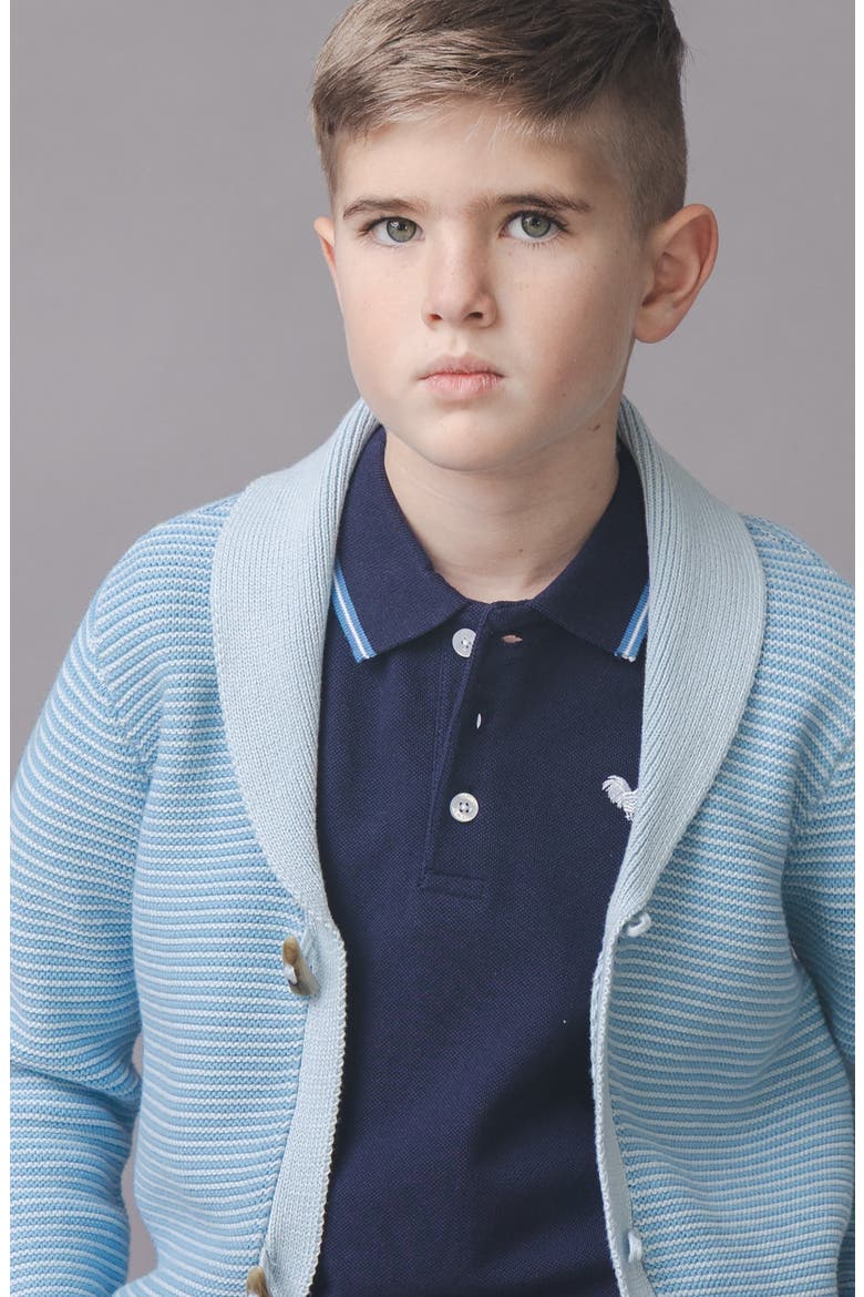 Kids' Organic Shawl Collar Cardigan Sweater, Alternate, color, Bluebell