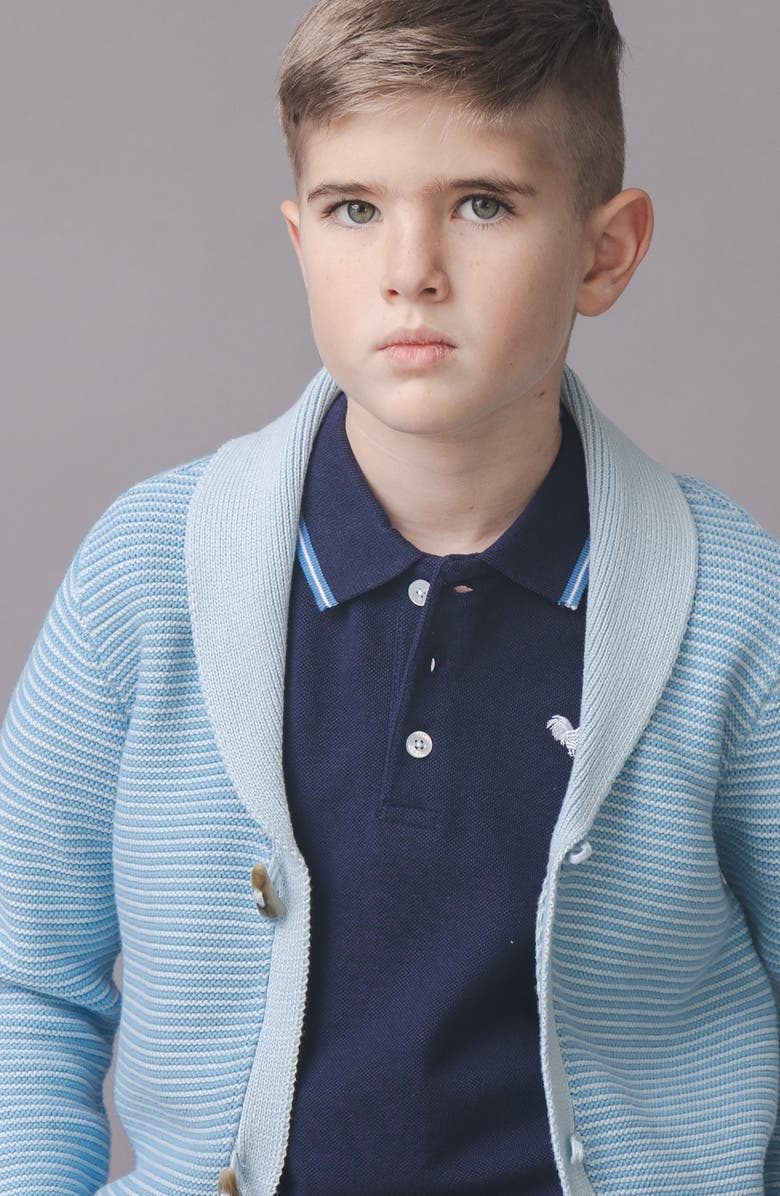 Hope & Henry Kids' Organic Shawl Collar Cardigan Sweater, Alternate, color, Bluebell