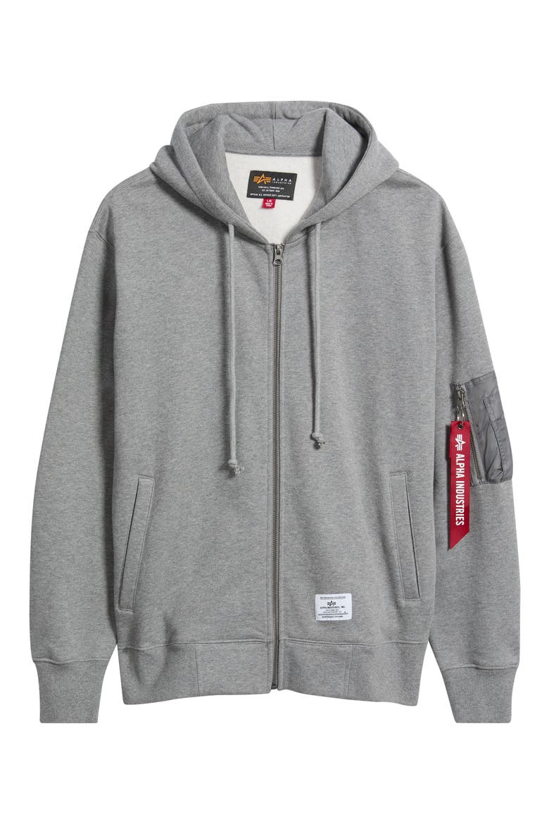 Utility Pocket Full-Zip Hoodie, Alternate, color, MEDIUM CHARCOAL HEATHER