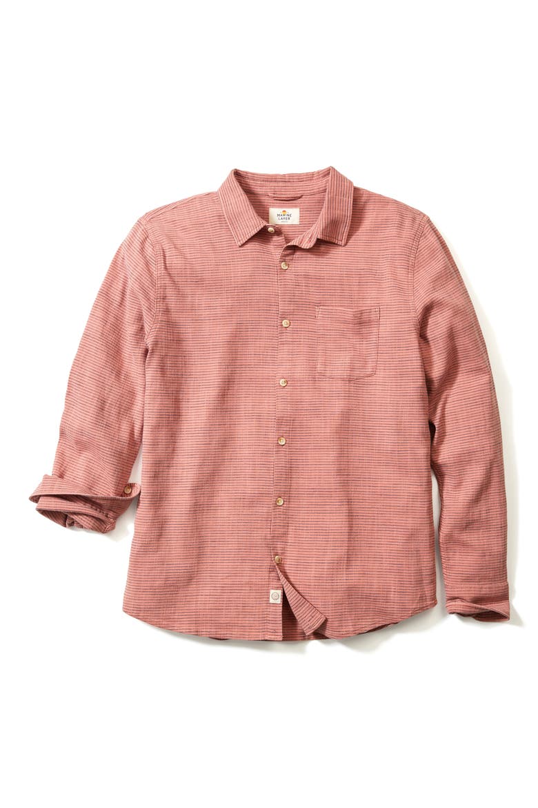 Slim Fit Stripe Stretch Selvage Button-Up Shirt, Alternate, color, WARM STRIPE
