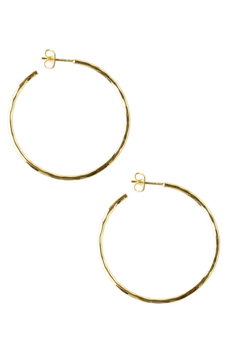 Argento Vivo Sterling Silver Hammered Hoop Earrings, Main, color, Gold