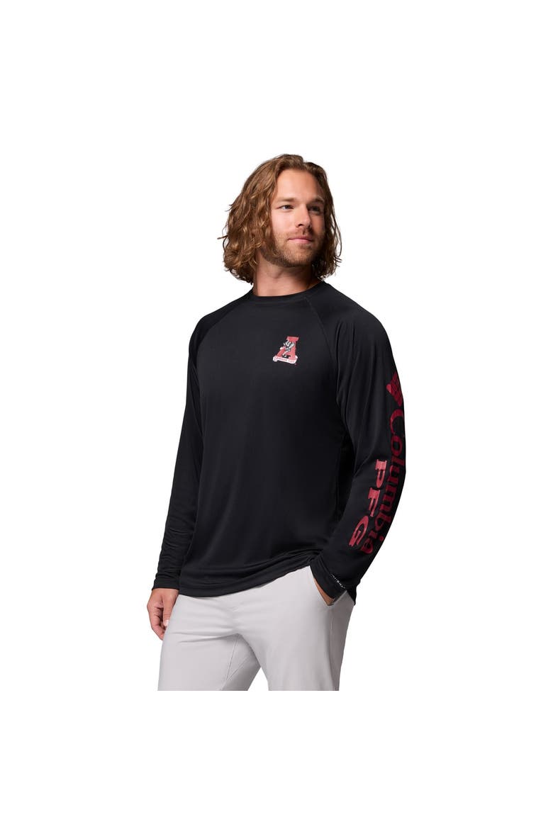 Men's Columbia Black Alabama Crimson Tide Terminal Tackle Omni-Shade Raglan Long Sleeve T-Shirt, Alternate, color, Black