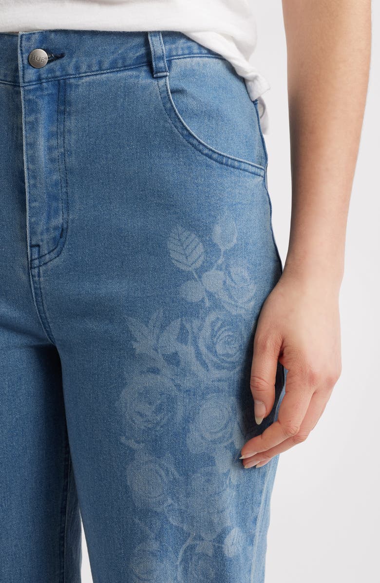 Hue Emma Floral Baby Bootcut Jeans, Alternate, color, Medium Wash