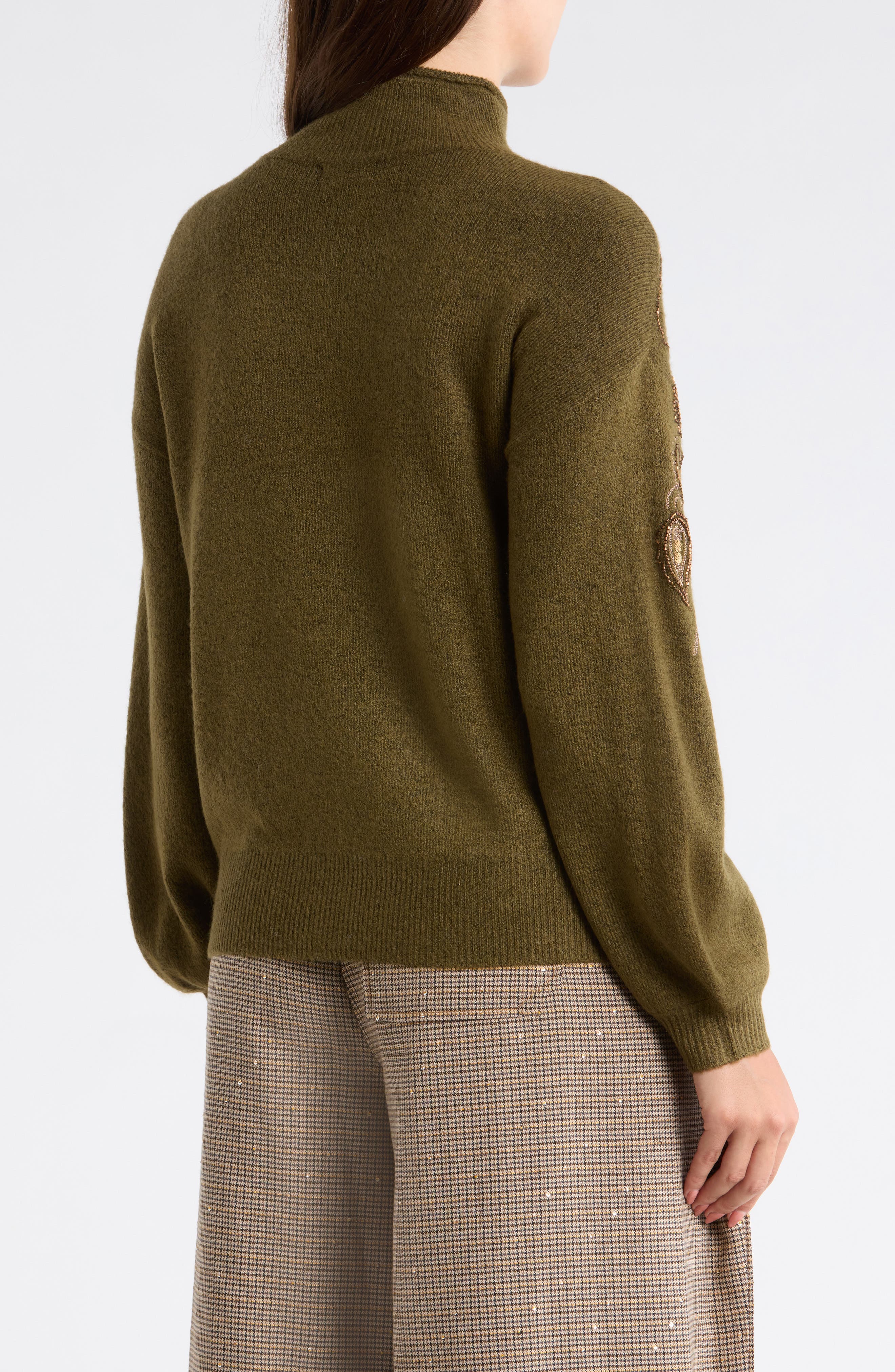 Paisley Beaded Mock Neck Sweater - image 2