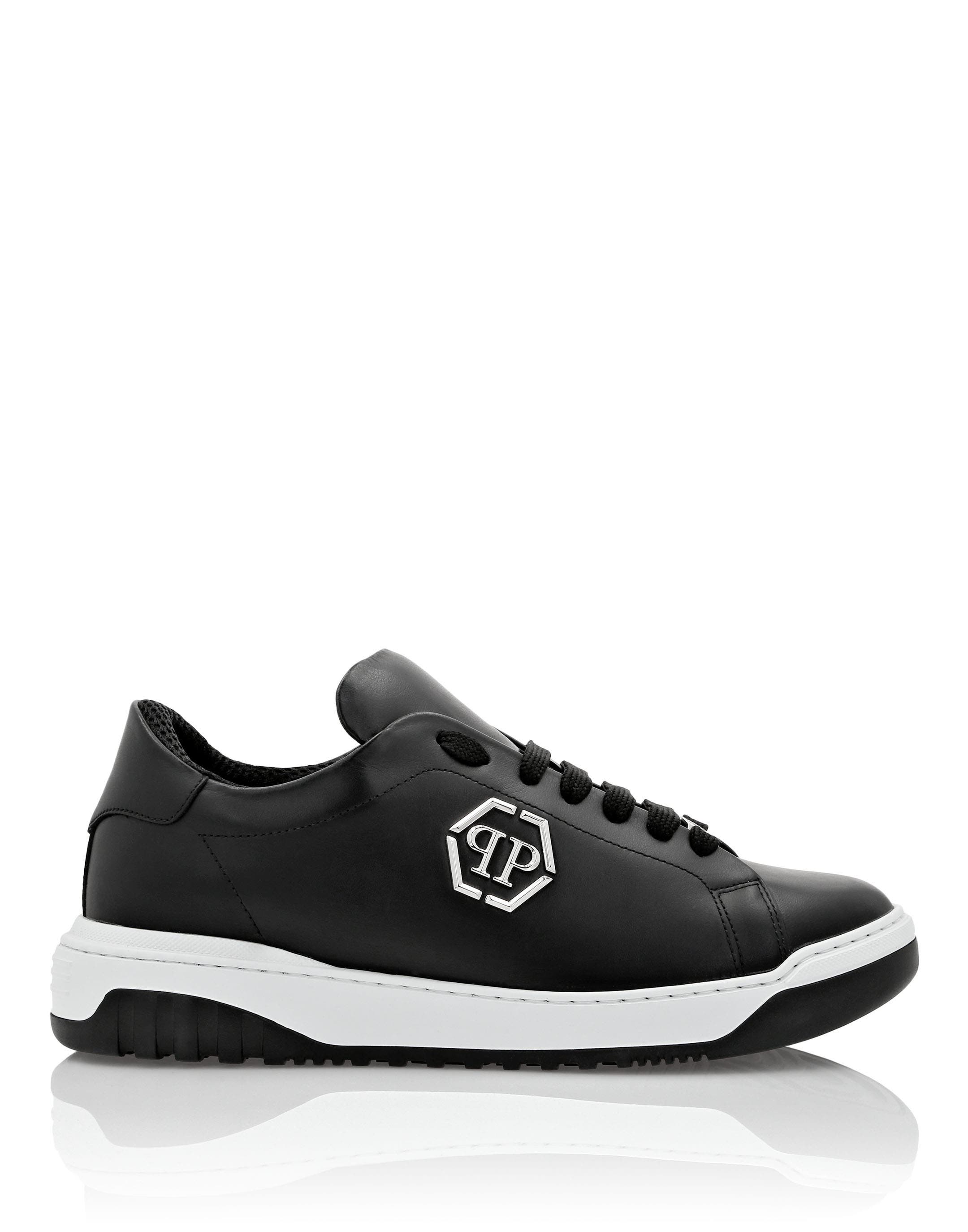 Leather Lo-Top Sneakers Skull&Bones Men, Alternate, color, black