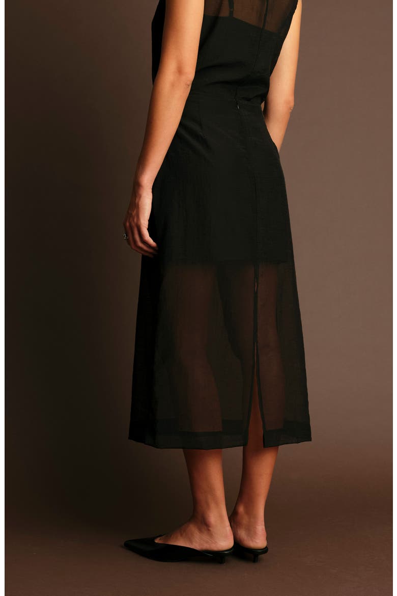 Hugh Sheer Midi Skirt, Alternate, color, BLACK