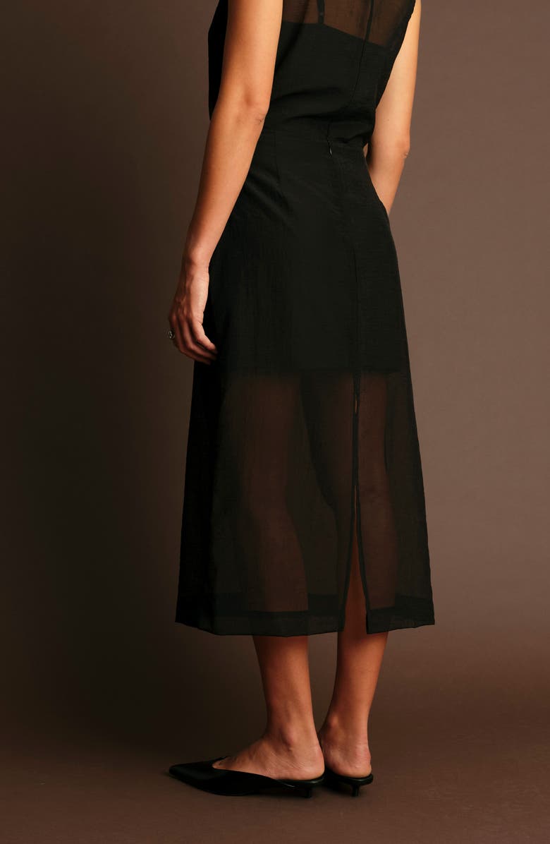 DELUC Hugh Sheer Midi Skirt, Alternate, color, Black