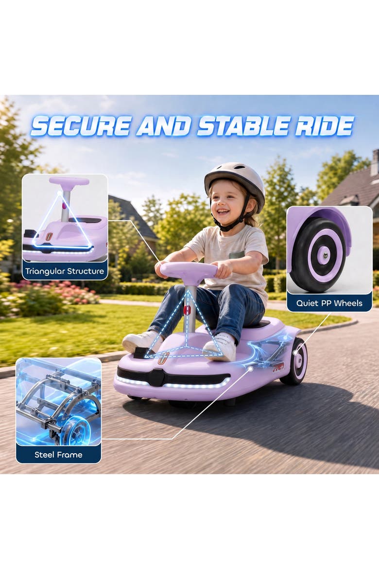 2-in-1 Electric Wiggle Swing Car with Pedal, Alternate, color, Purple